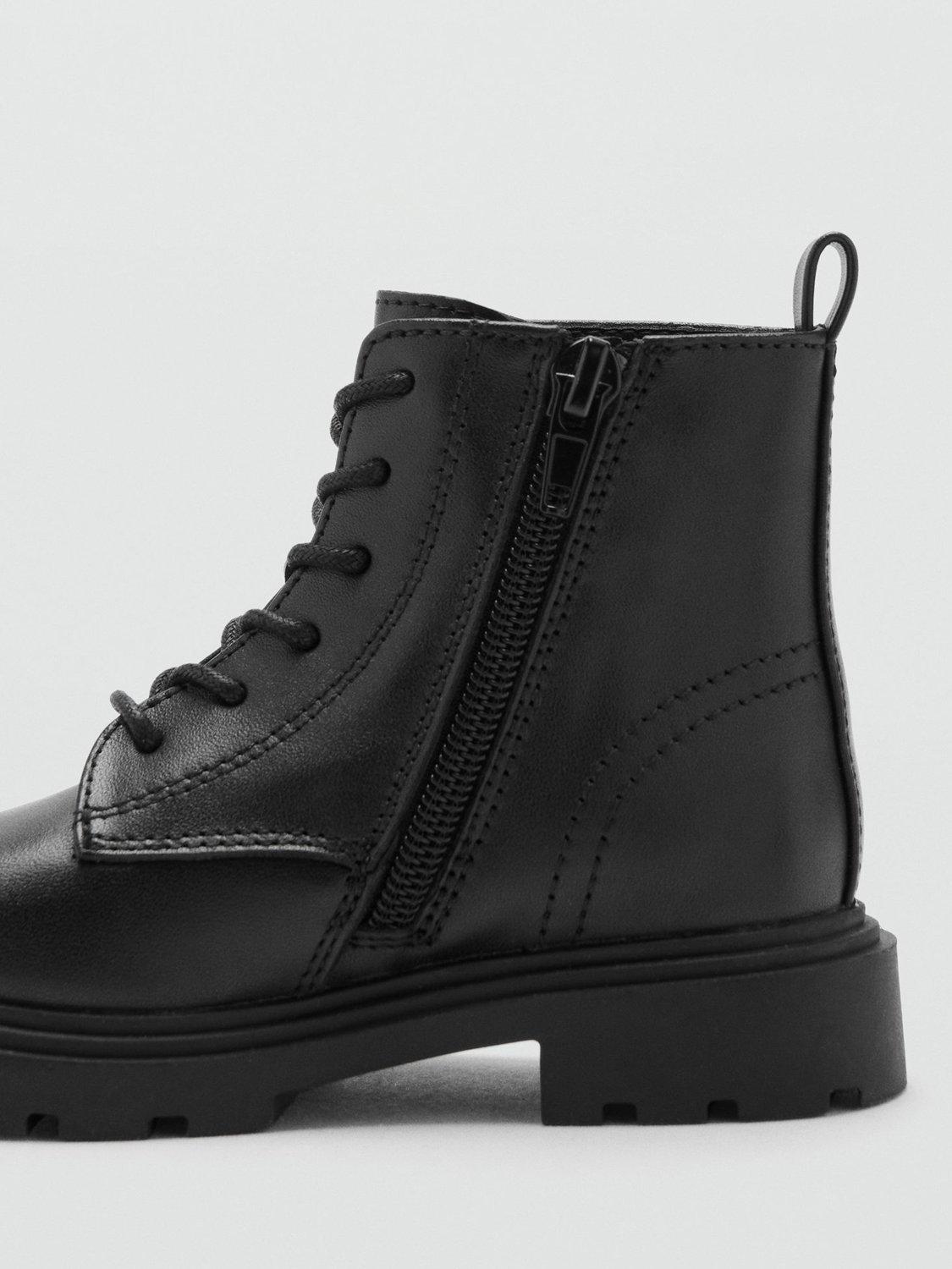 Product image 3 of 4, which shows Mango Kids' Basmab Leather Lace Up Boots, Black, 10 Jnr