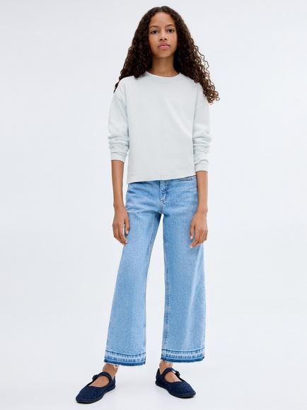 Mango Kids' Pip Cotton Sweatshirt, Pastel Blue