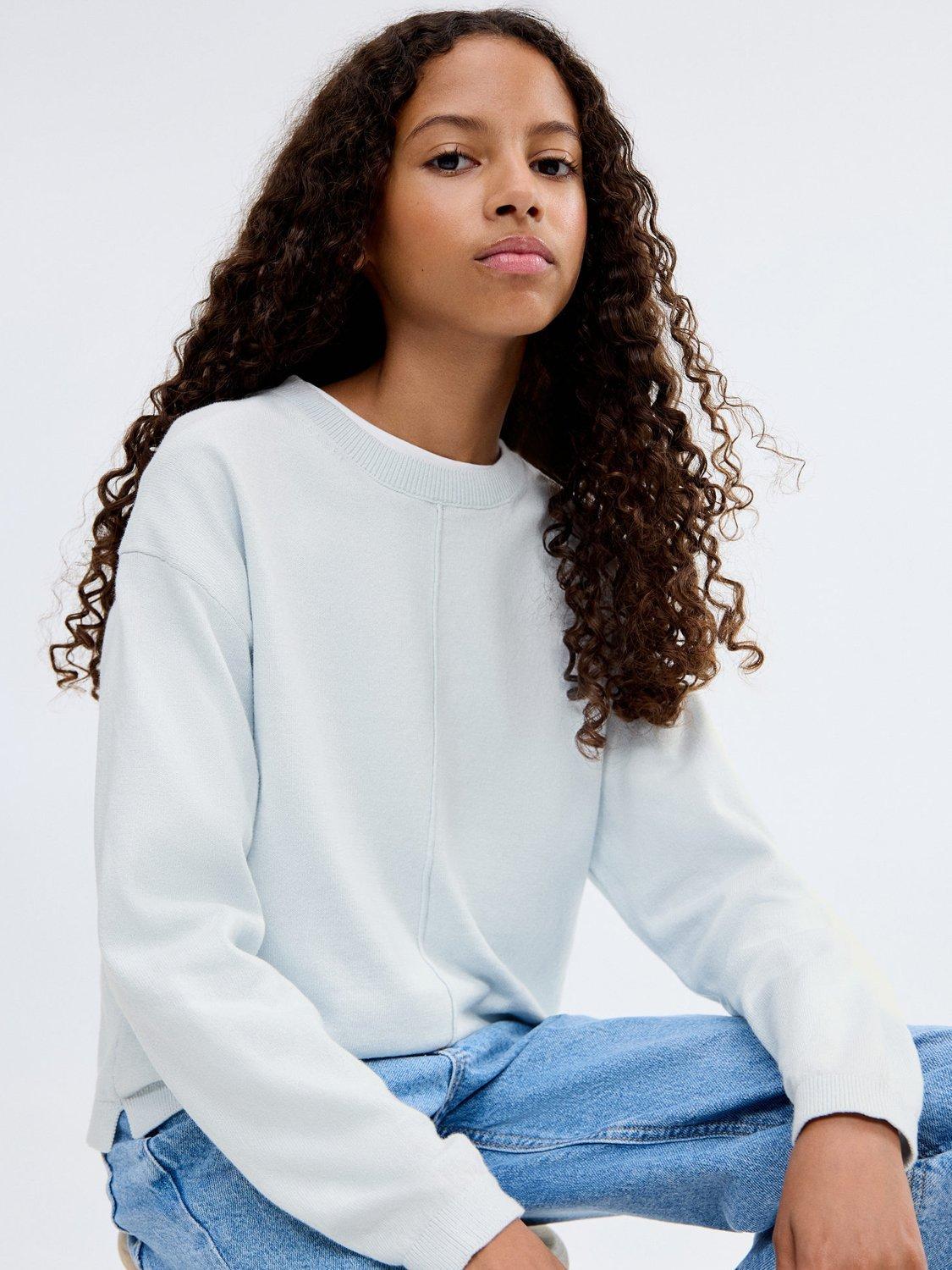 Product image 2 of 6, which shows Mango Kids' Pip Cotton Sweatshirt, Pastel Blue, 5-6 years