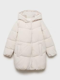Mango Kids' Anna Hooded Puffer Jacket, Natural White, Natural White