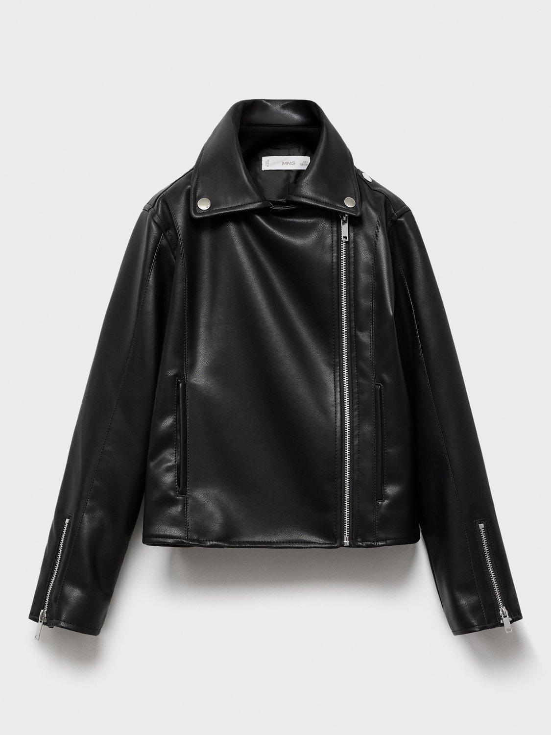 Product image 1 of 4, which shows Mango Kids' Galia Biker Jacket, Black, 10 years