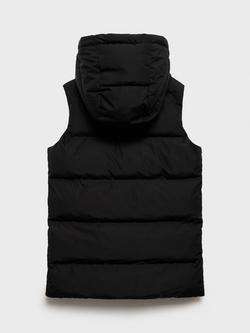 Mango Kids' Lina Quilted Hooded Waterproof Gilet, Black - view 2, Black
