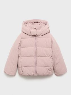 Mango Kids' Valeria Puffer Jacket, Pink, Pink