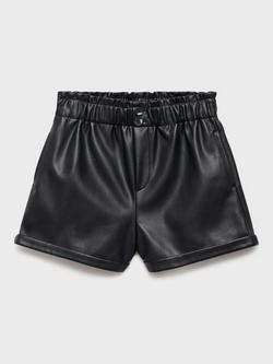 Mango Kids' Jana Faux Leather Shorts, Black, Black