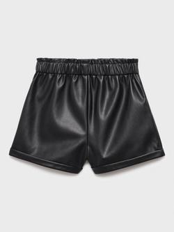 Mango Kids' Jana Faux Leather Shorts, Black - view 2, Black