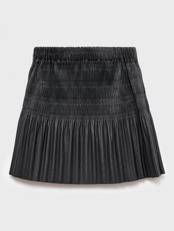 Mango Kids' Jana Faux Leather Mini Skirt, Black - view 2, Black