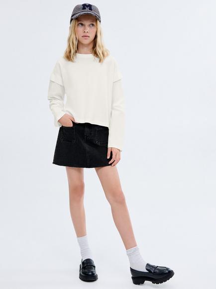 Mango Kids' Sue A-Line Mini Skirt, Black, Black