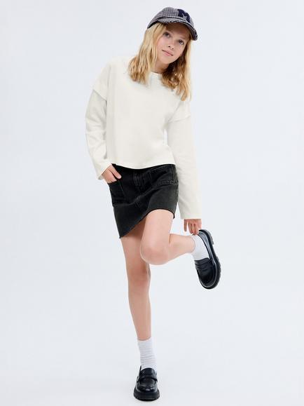 Mango Kids' Sue A-Line Mini Skirt, Black - view 2, Black