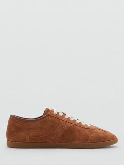Mango Point Lace Up Suede Trainers,  Medium Brown, Medium Brown