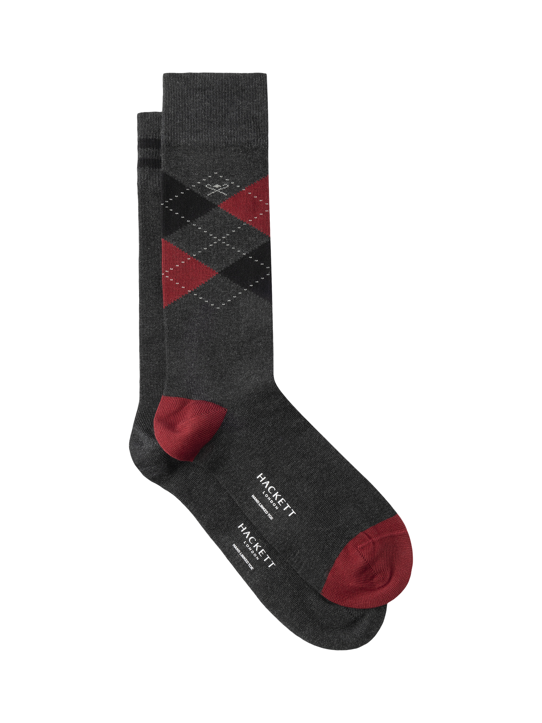 Product image 1 of 4, which shows Hackett London Jacquard Socks, Granite Grey, M-L
