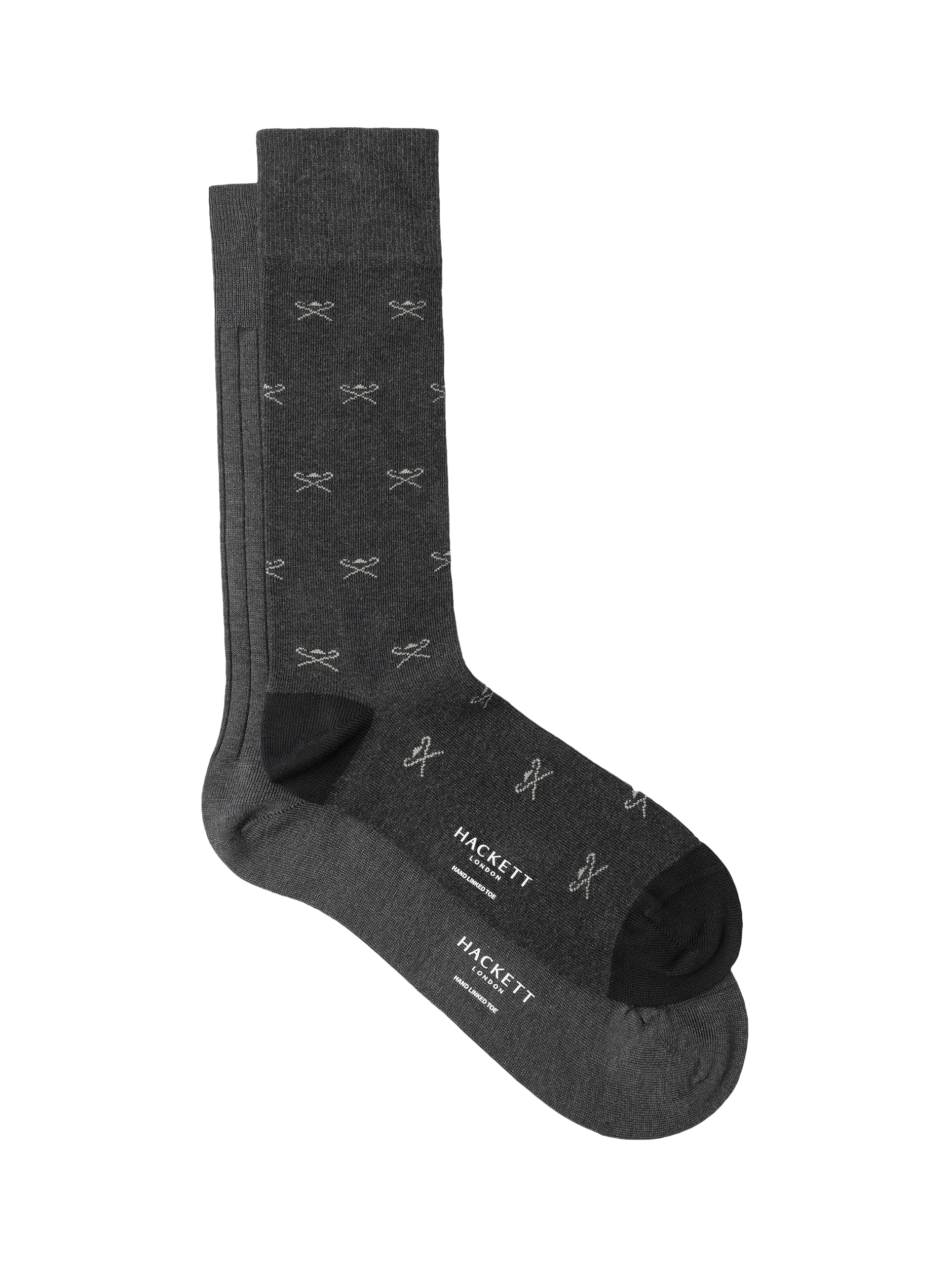 Product image 1 of 4, which shows Hackett London Jacquard Socks, Granite Grey, S-M