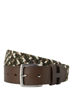 Hackett London Multicolour Parachute Stretch Belt, Khaki Green
