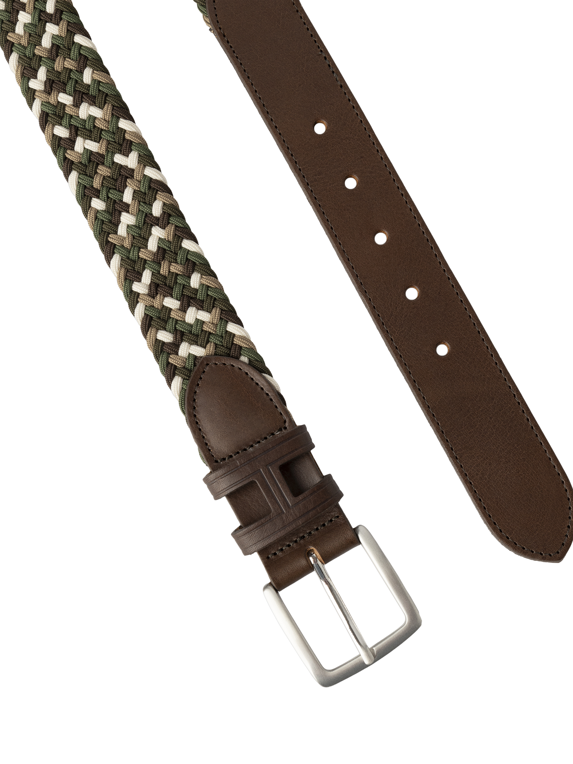Product image 3 of 4, which shows Hackett London Multicolour Parachute Stretch Belt, Khaki Green, XL