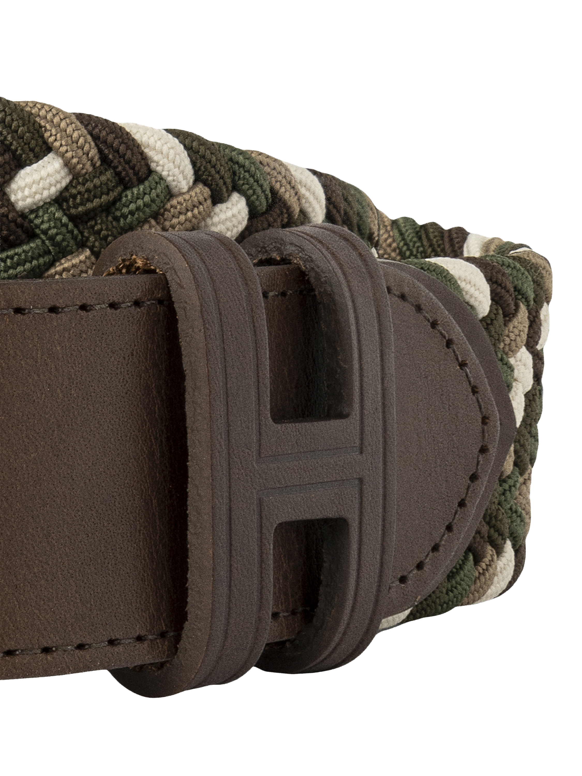 Product image 4 of 4, which shows Hackett London Multicolour Parachute Stretch Belt, Khaki Green, XL