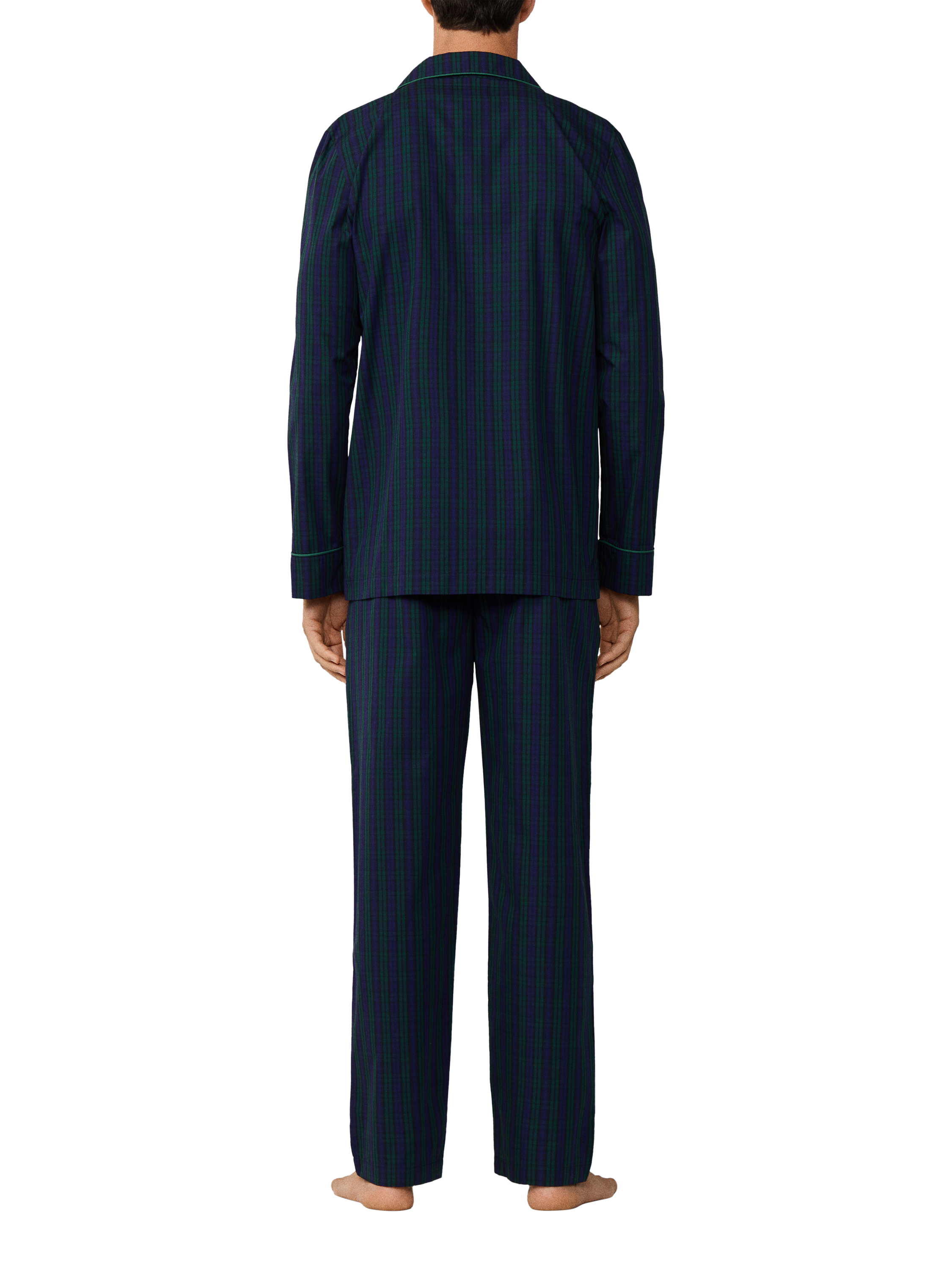 Product image 3 of 8, which shows Hackett London Cotton Tartan Pyjama Set, Blue Print, XXL