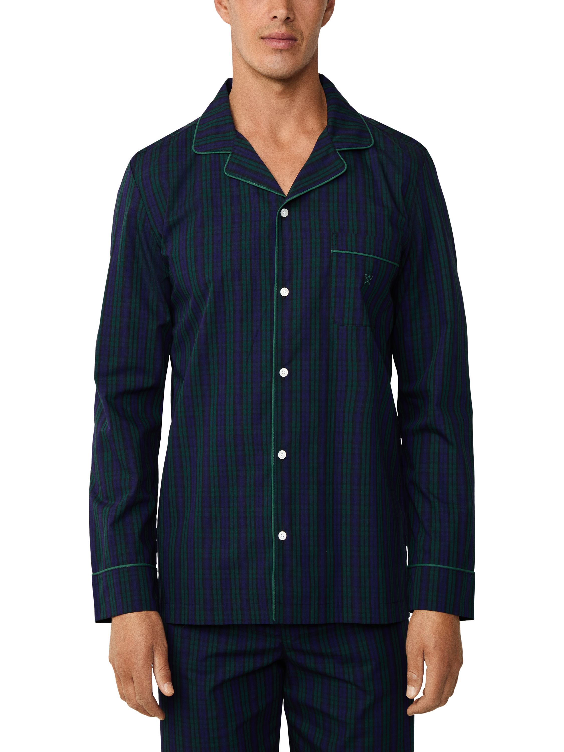 Product image 4 of 8, which shows Hackett London Cotton Tartan Pyjama Set, Blue Print, XXL