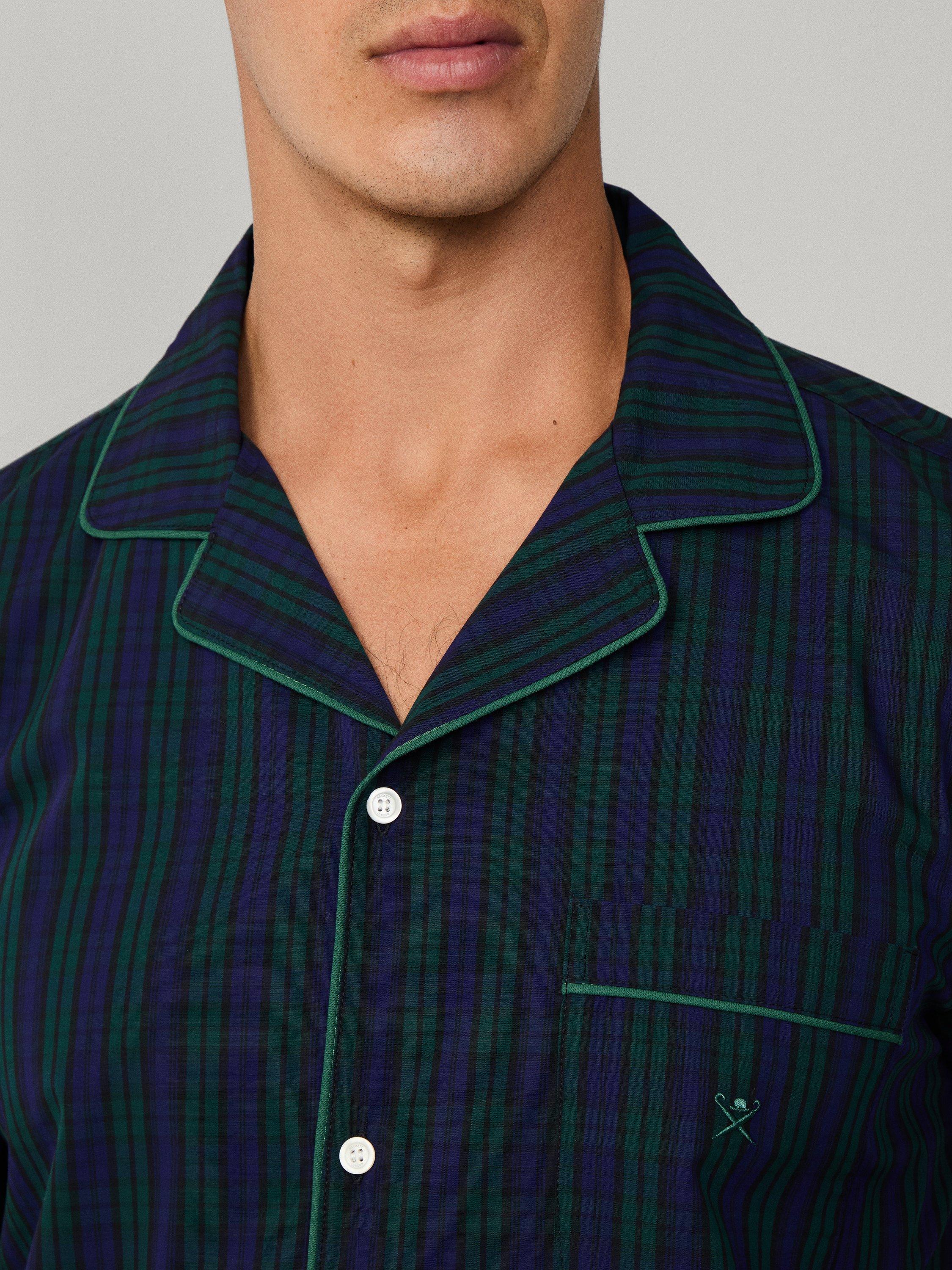 Product image 7 of 8, which shows Hackett London Cotton Tartan Pyjama Set, Blue Print, XXL