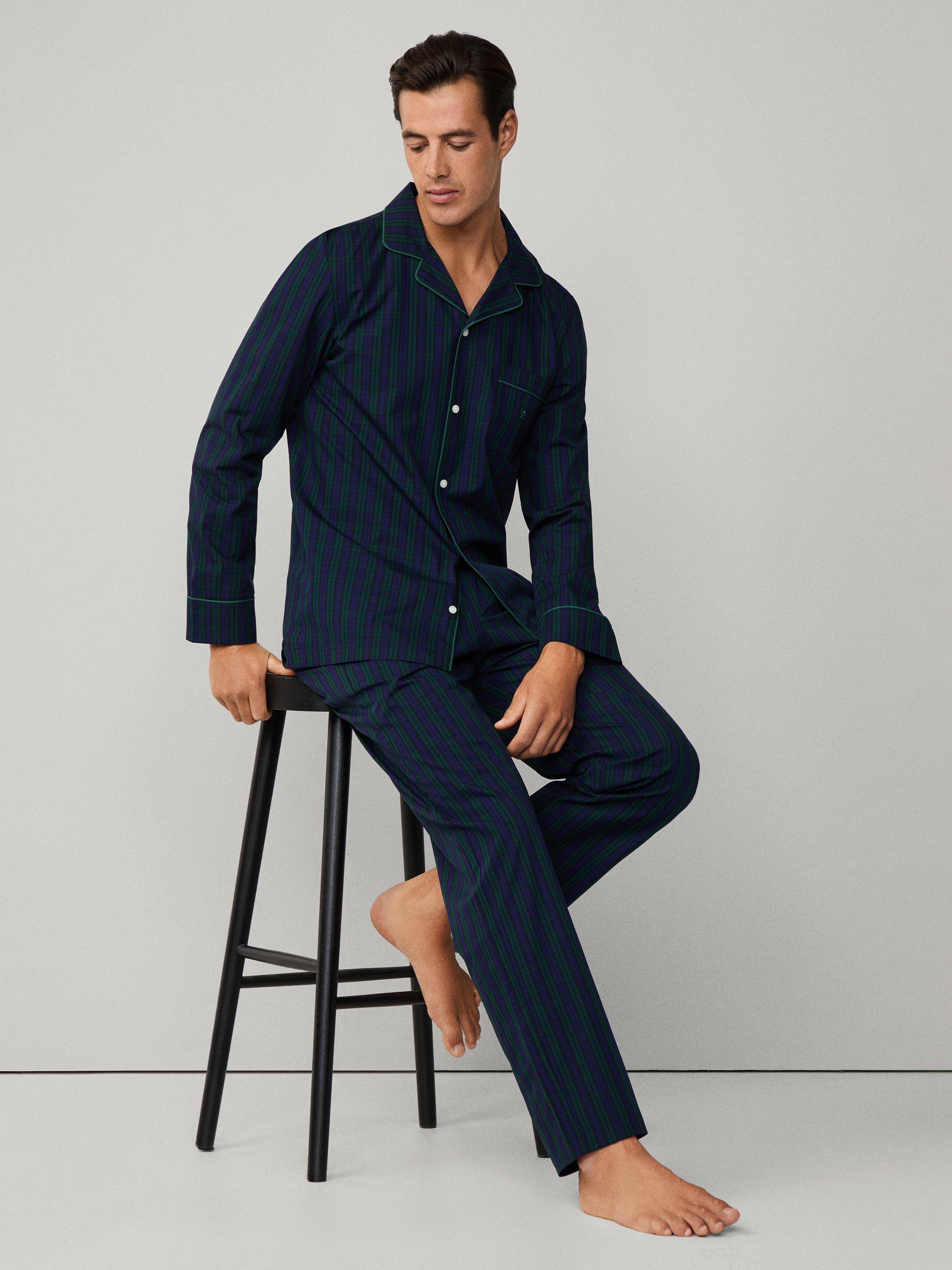Product image 8 of 8, which shows Hackett London Cotton Tartan Pyjama Set, Blue Print, XXL