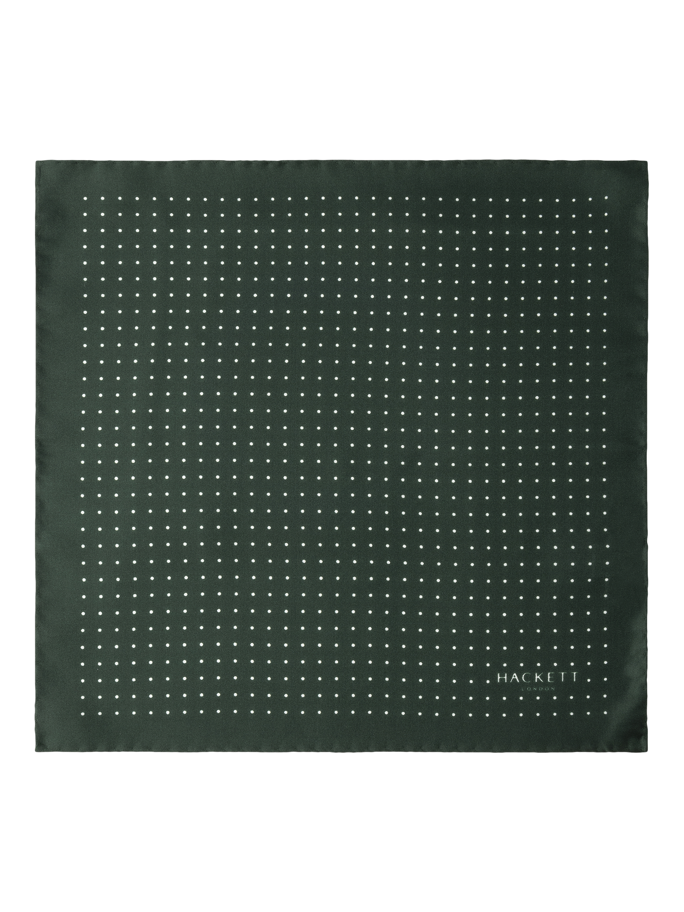 Product image 2 of 4, which shows Hackett London Mayfair Dot Silk Pocket Square, Hunter Green