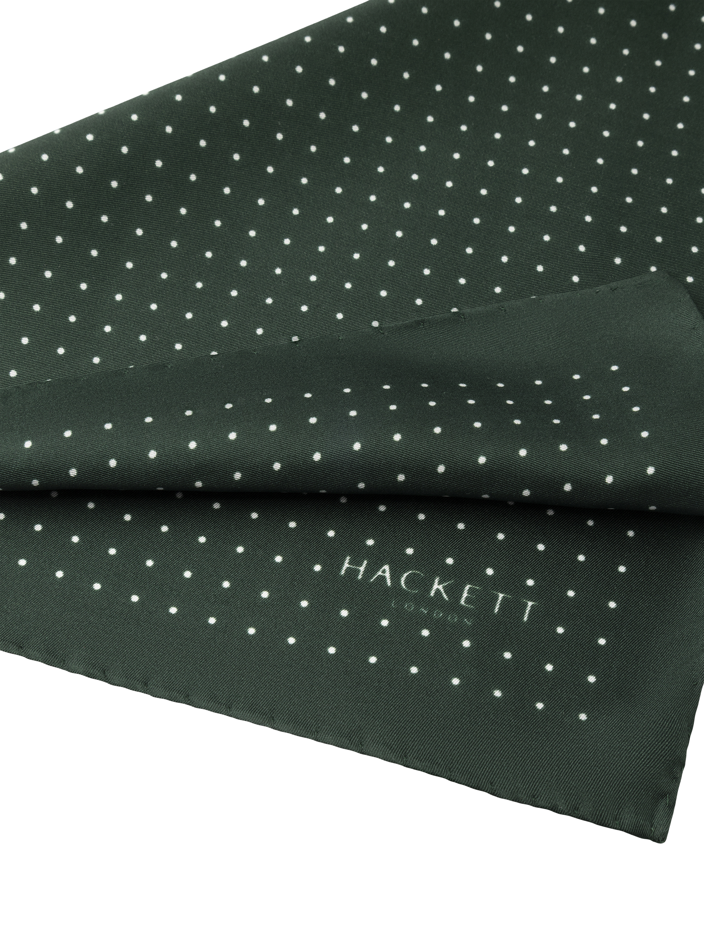 Product image 3 of 4, which shows Hackett London Mayfair Dot Silk Pocket Square, Hunter Green