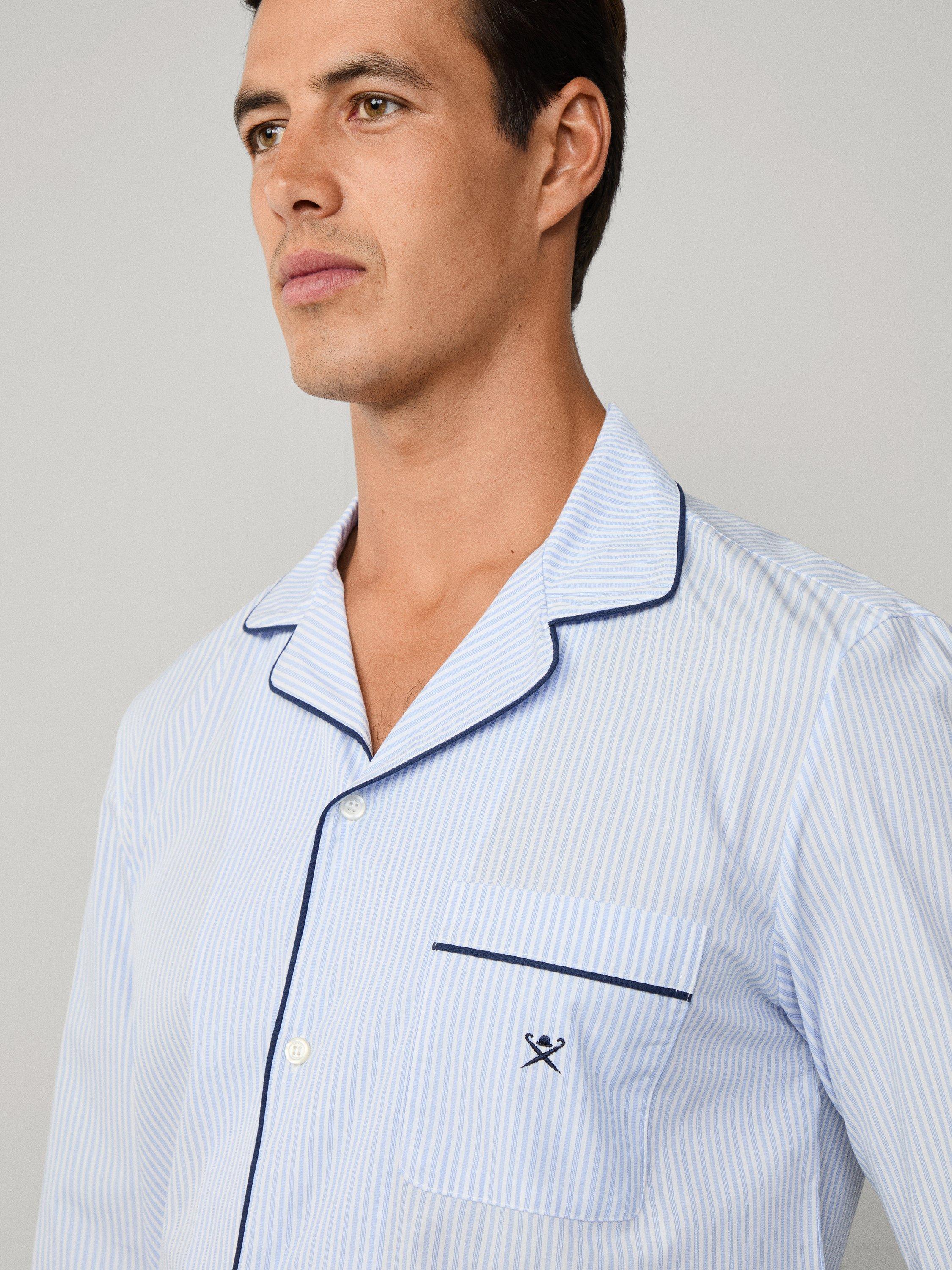 Product image 8 of 8, which shows Hackett London Cotton Stripe Pyjama Set, Sky Blue, L