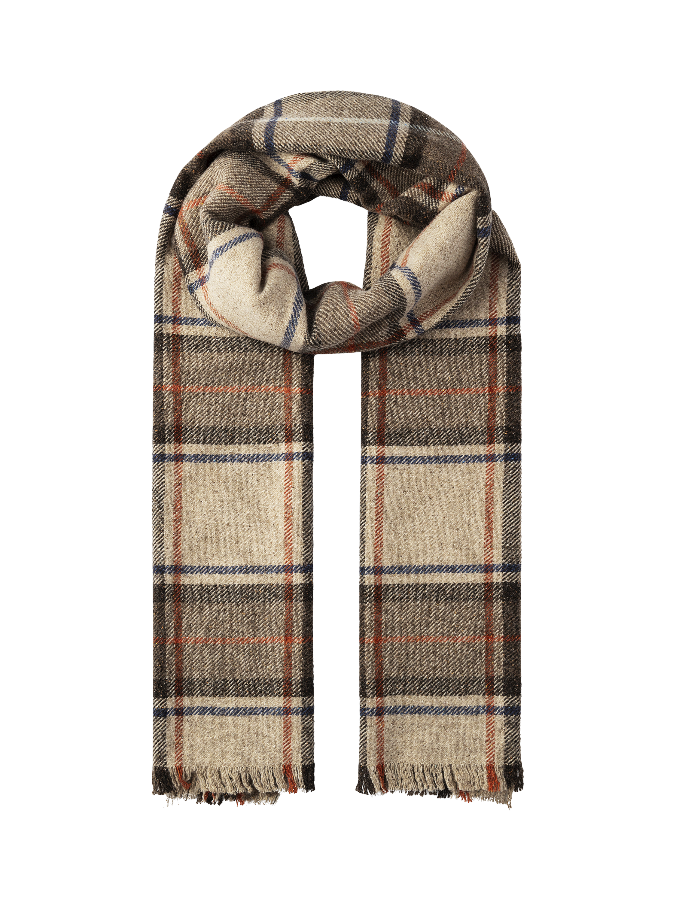Product image 1 of 4, which shows Hackett London Donegal Check Scarf, Walnut Brown