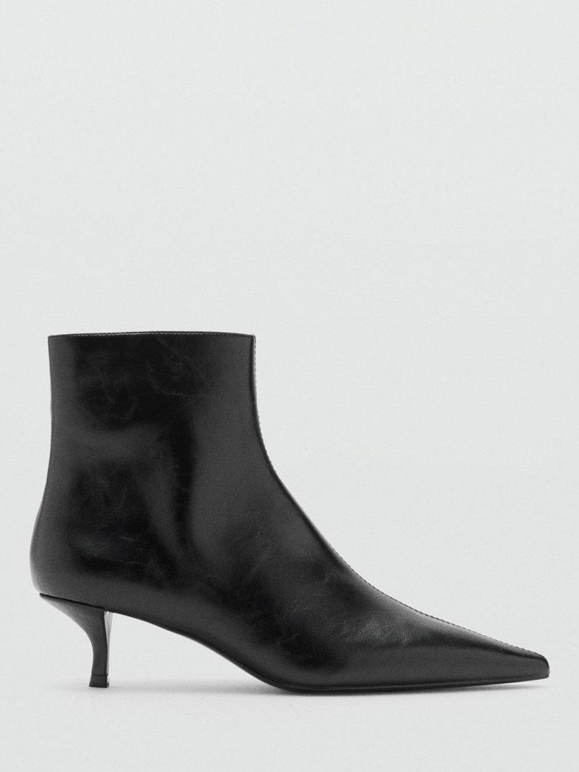 Product image 1 of 4, which shows Mango Bird Kitten Heel Ankle Boots, Black, 2