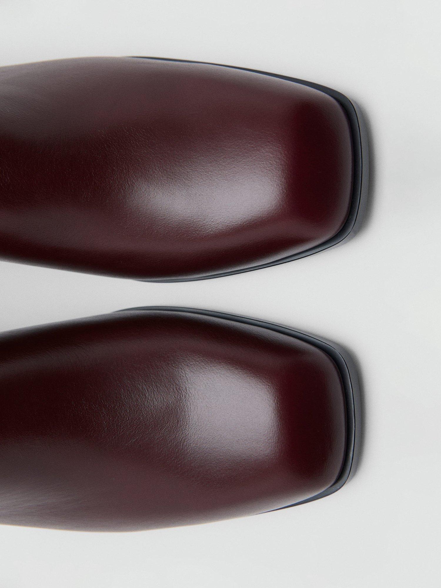 Product image 4 of 4, which shows Mango Cowe Leather Blend Ankle Boots, Dark Red, 7