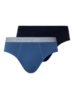 Hanro Stretch Cotton Essentials Briefs, Pack of 2, Dutch Blue/Navy