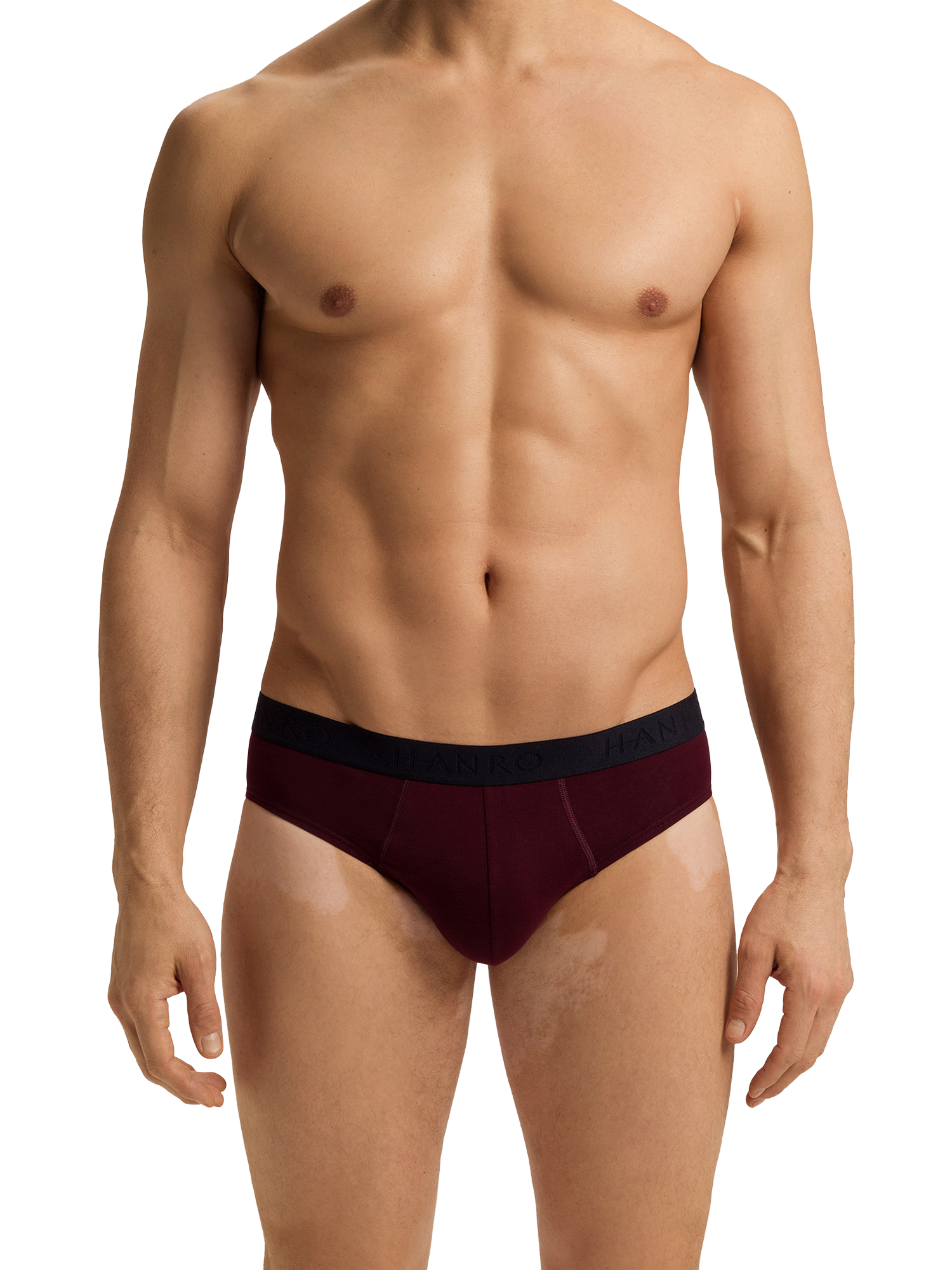 Product image 3 of 11, which shows Hanro Stretch Cotton Essentials Briefs, Pack of 2, Barolo/Blue, S