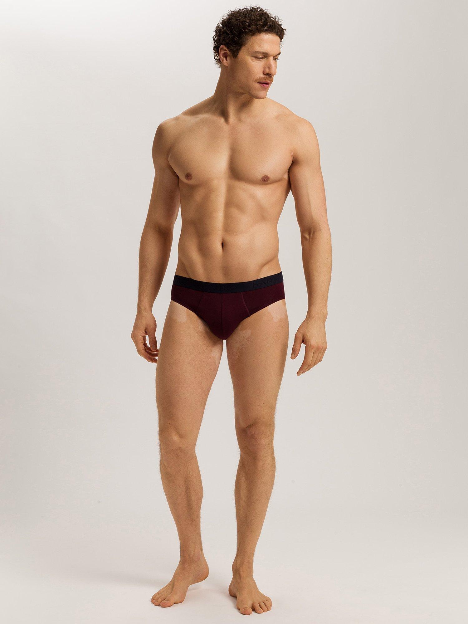 Product image 7 of 11, which shows Hanro Stretch Cotton Essentials Briefs, Pack of 2, Barolo/Blue, S