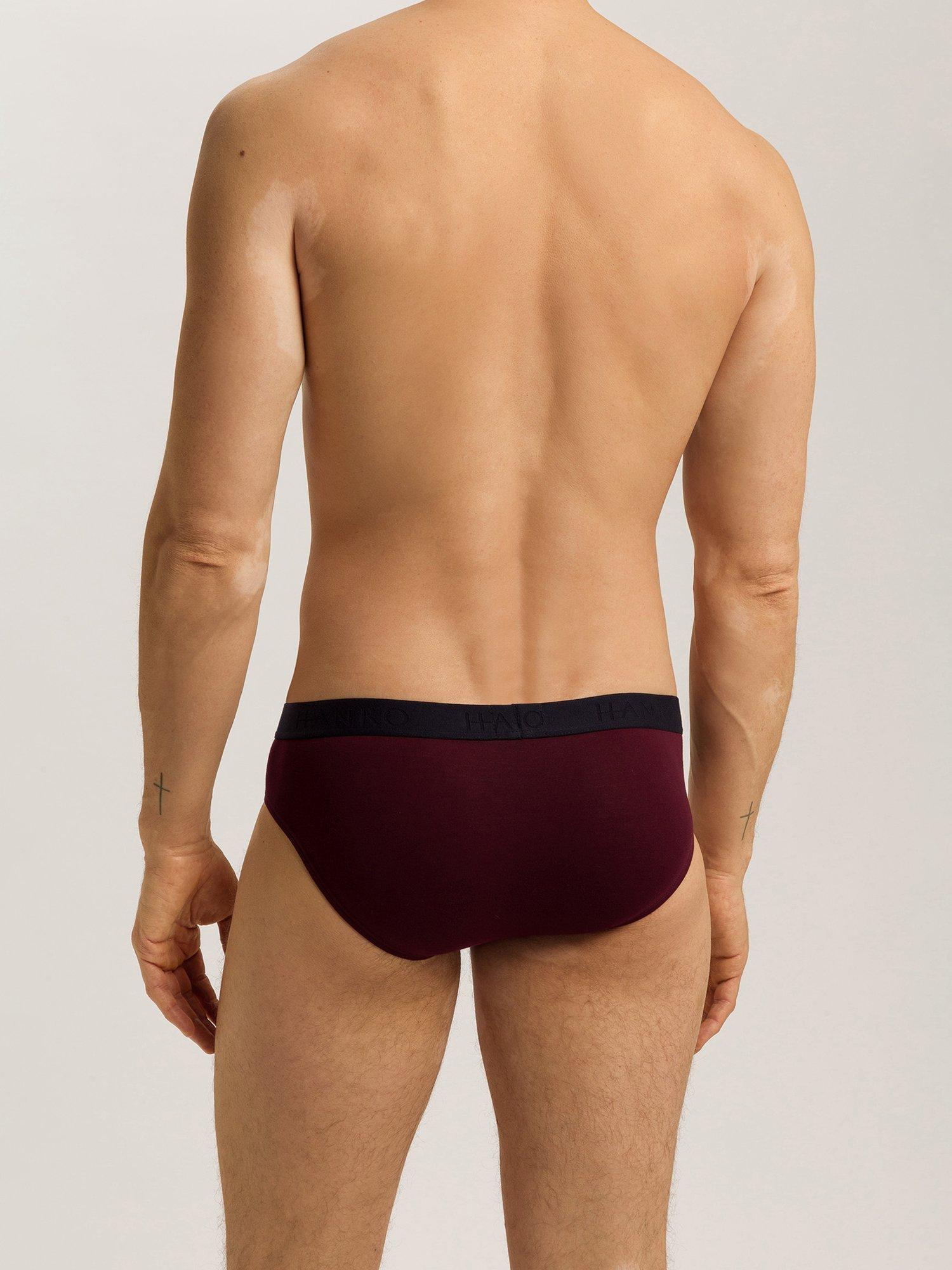 Product image 9 of 11, which shows Hanro Stretch Cotton Essentials Briefs, Pack of 2, Barolo/Blue, S