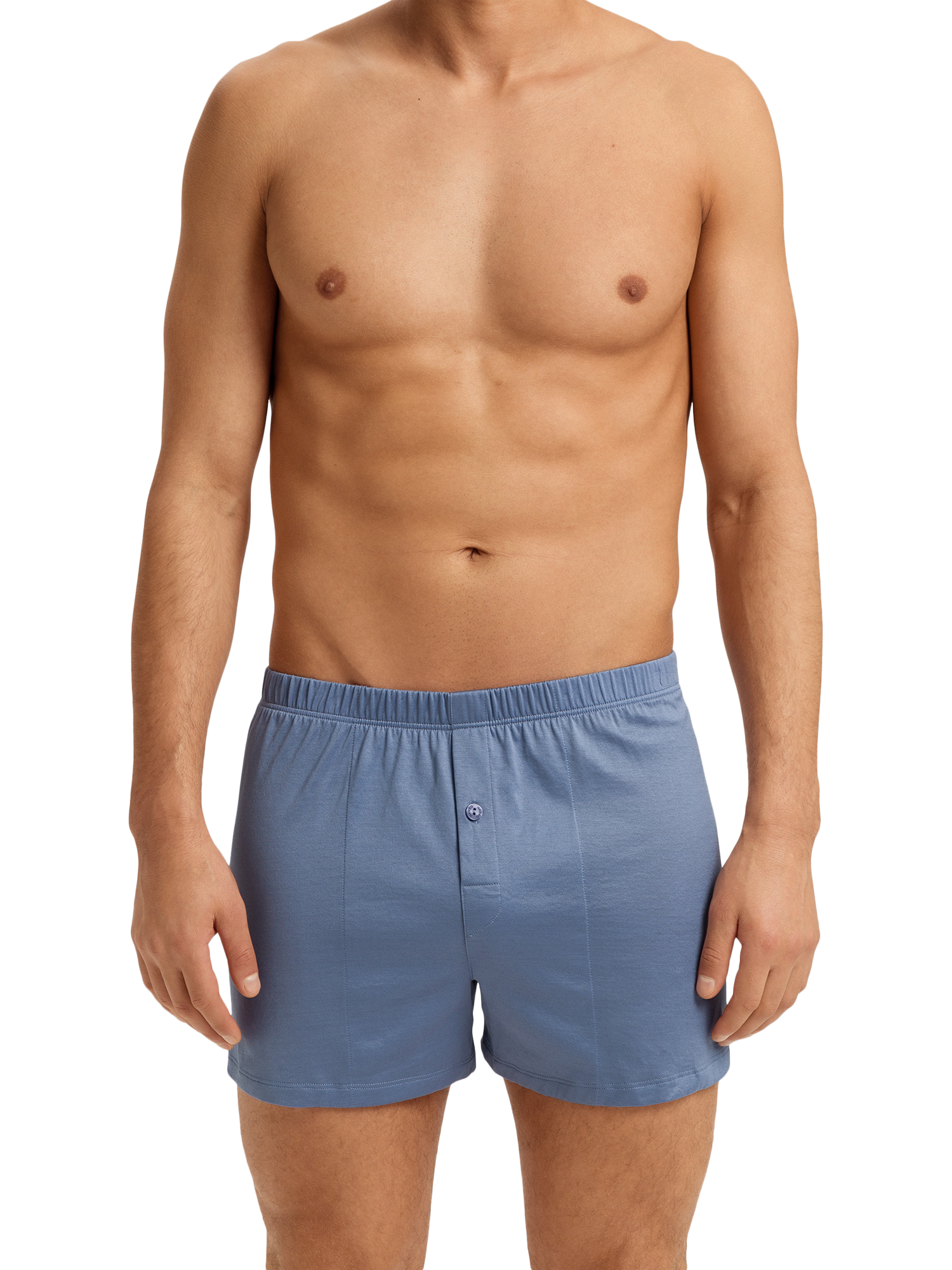 Product image 1 of 6, which shows Hanro Cotton Sporty Boxers, Dusky Aqua, S