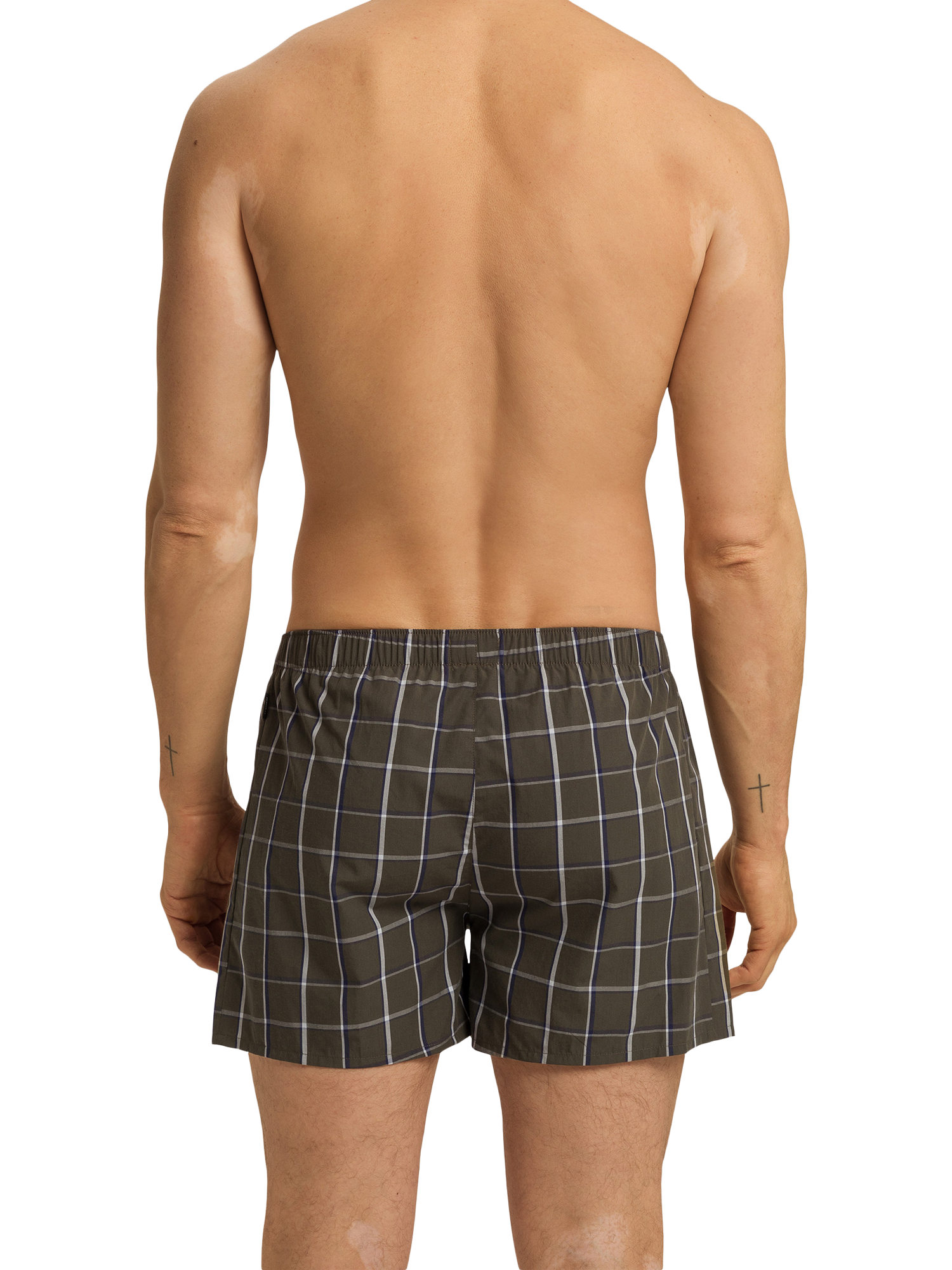 Product image 2 of 6, which shows Hanro Cotton Fancy Woven Boxers, Urban Check, S