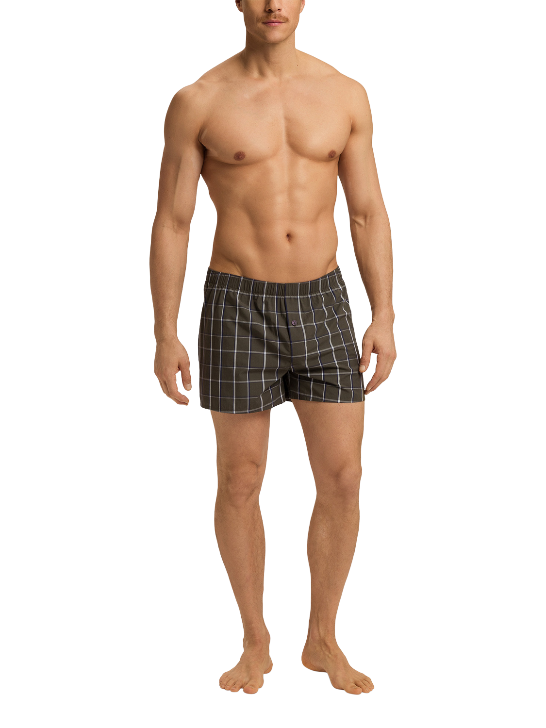 Product image 3 of 6, which shows Hanro Cotton Fancy Woven Boxers, Urban Check, S