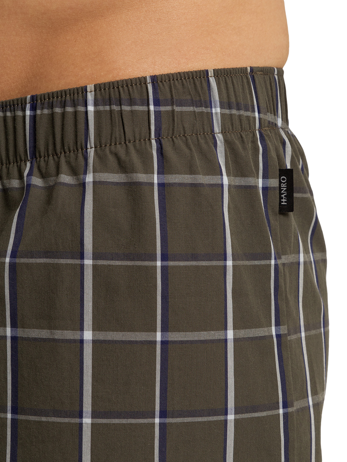 Product image 6 of 6, which shows Hanro Cotton Fancy Woven Boxers, Urban Check, S