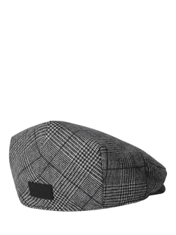 Hackett London Check Cotton Blend Flat Cap - view 2, Grey