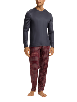 Hanro Cotton Blend Geo Print Night & Day Pyjama Set, Red Gems Print