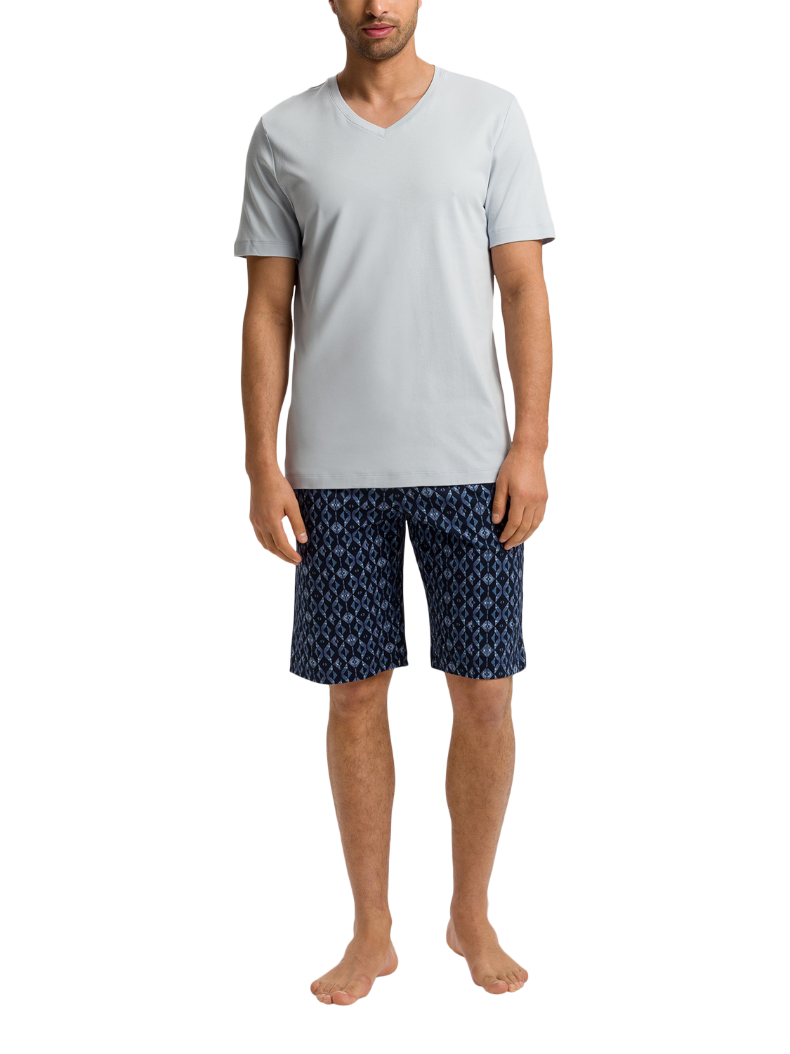 Product image 1 of 6, which shows Hanro Cotton Night & Day Short Pyjama Set, Blue Diamonds, S