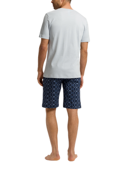 Hanro Cotton Night & Day Short Pyjama Set, Blue Diamonds - view 2, Blue Diamonds