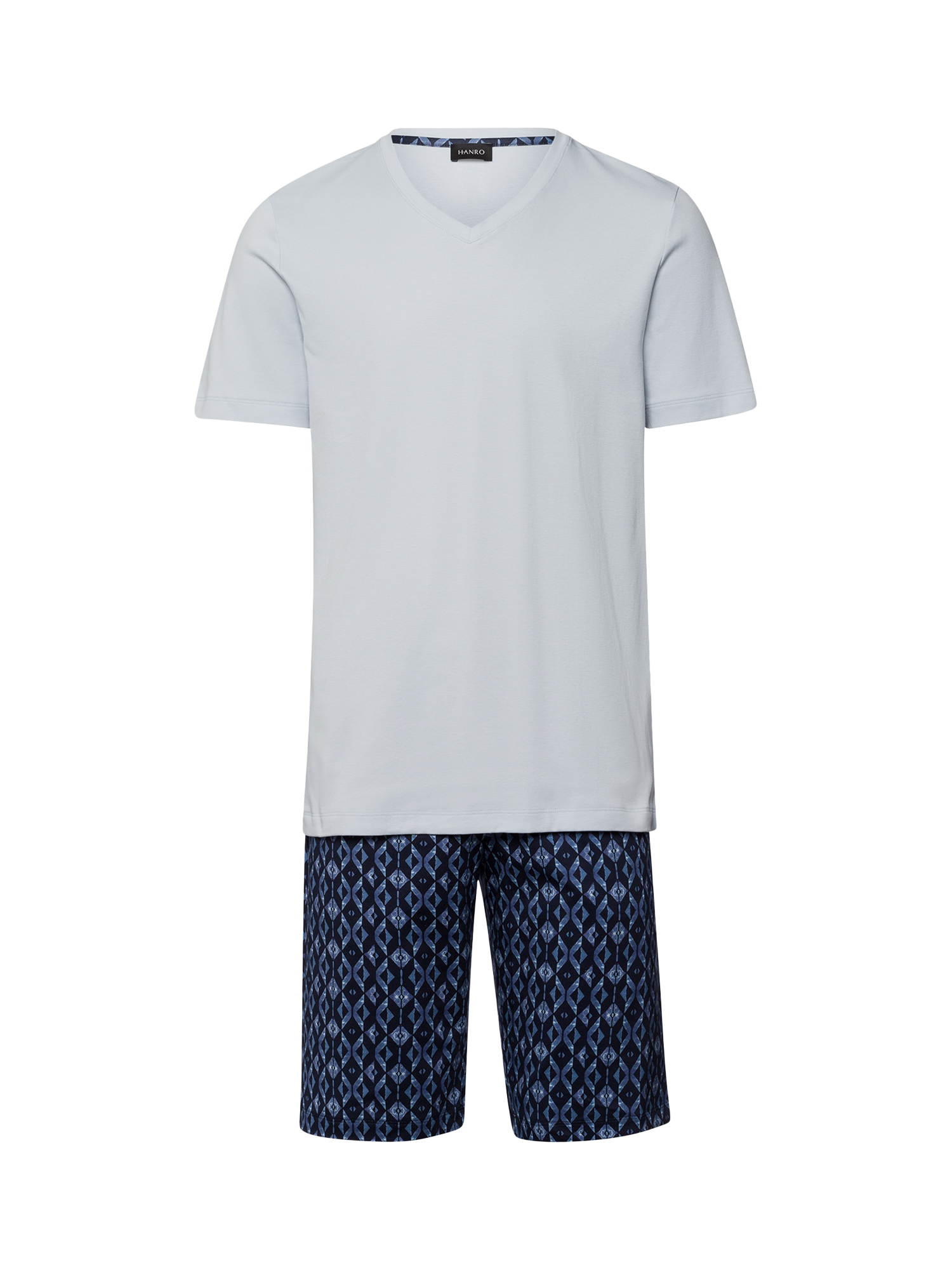 Product image 4 of 6, which shows Hanro Cotton Night & Day Short Pyjama Set, Blue Diamonds, S