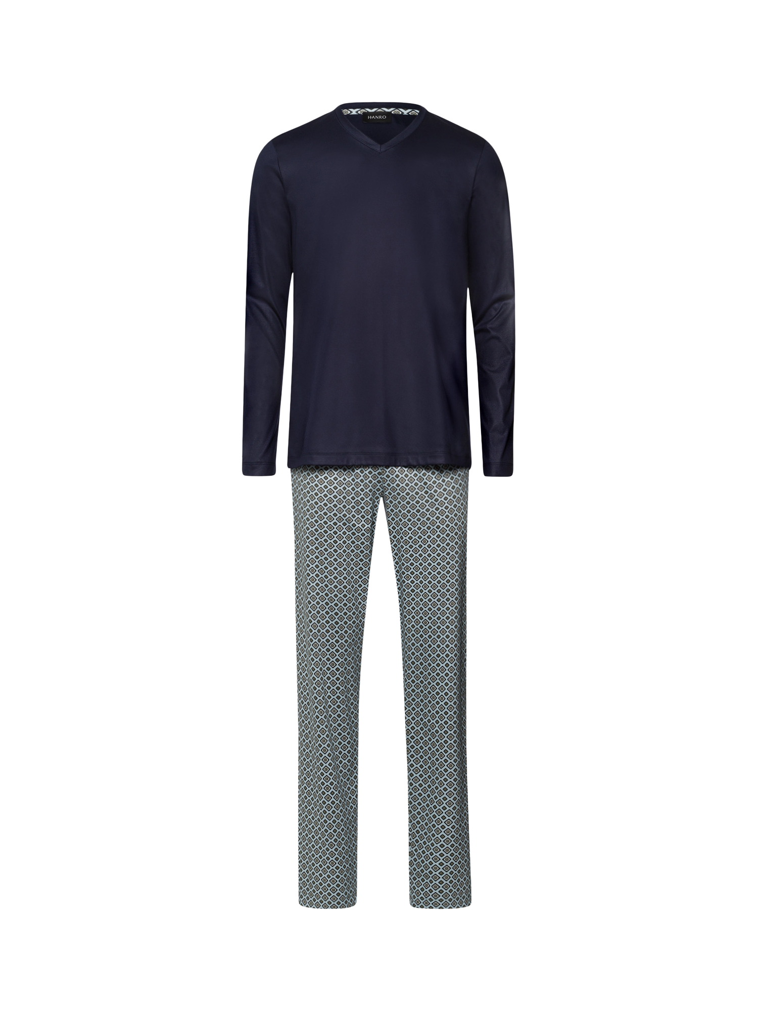 Product image 4 of 5, which shows Hanro Cotton Blend Geo Print Night & Day Pyjama Set, Grey Gems, S