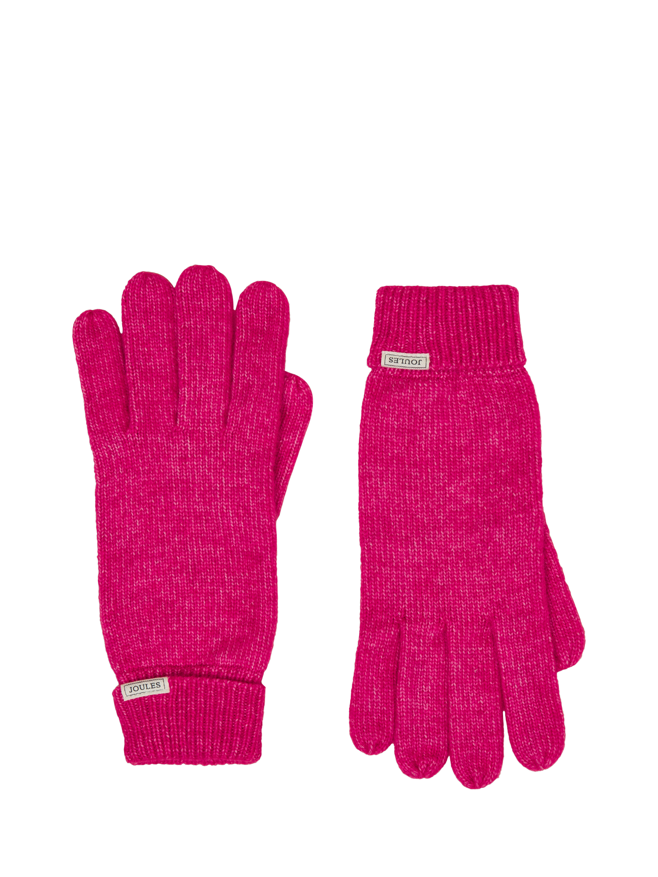 Product image 1 of 3, which shows Joules Knitted Polyester Blend Gloves, Hot Pink, S-M