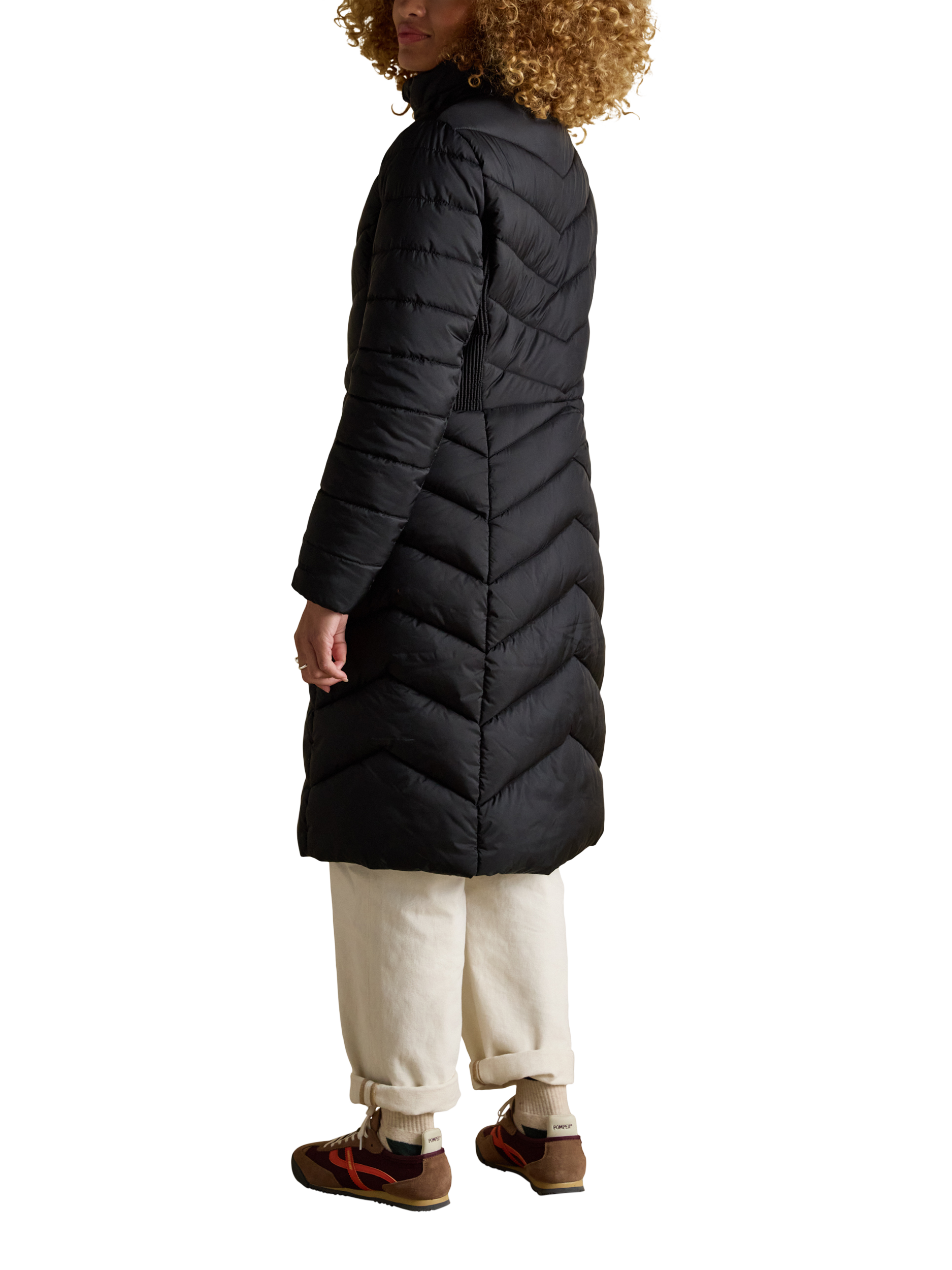 Product image 2 of 9, which shows Joules Longline Quilted Coat, Black, 6