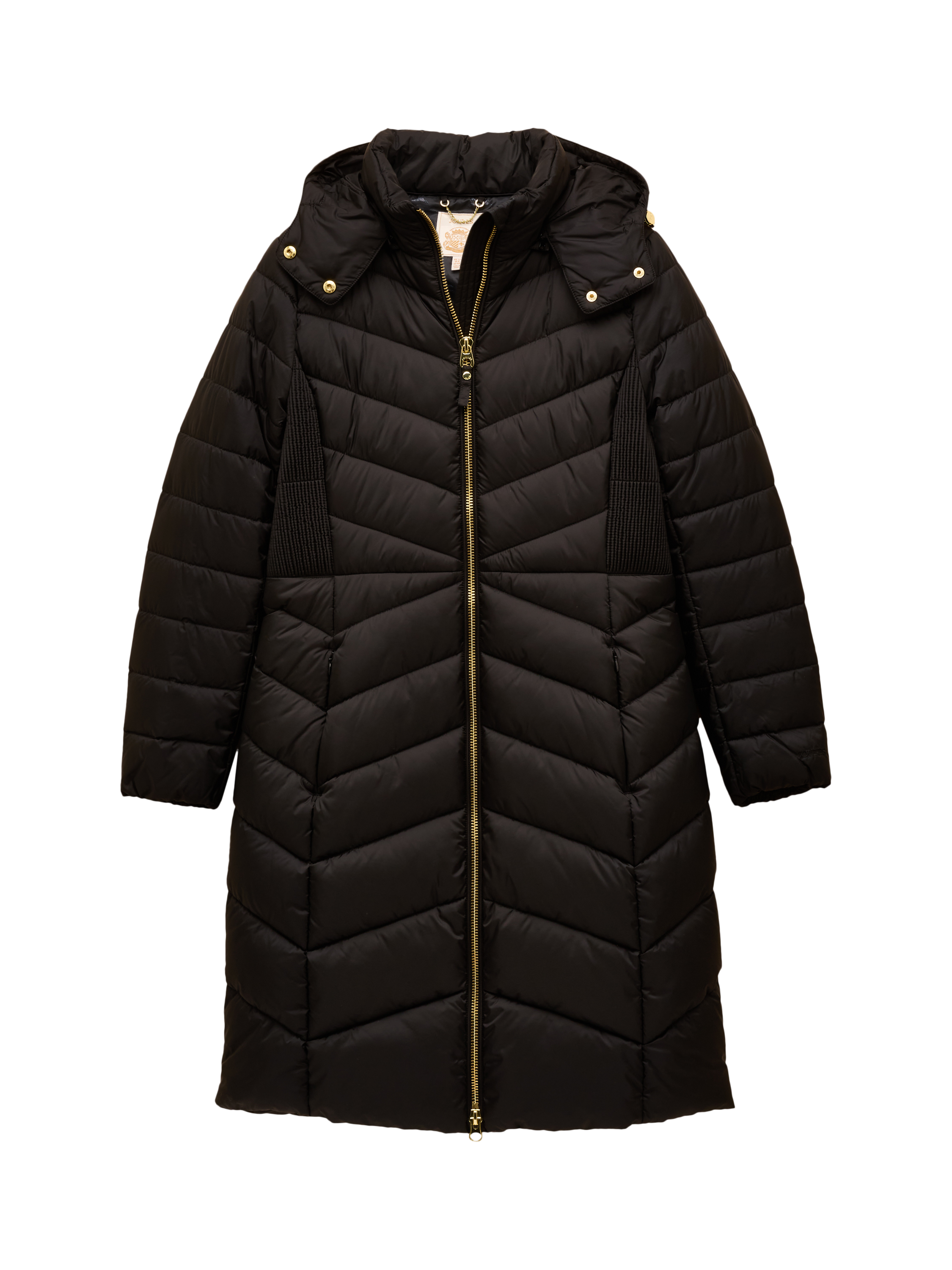 Product image 4 of 9, which shows Joules Longline Quilted Coat, Black, 6