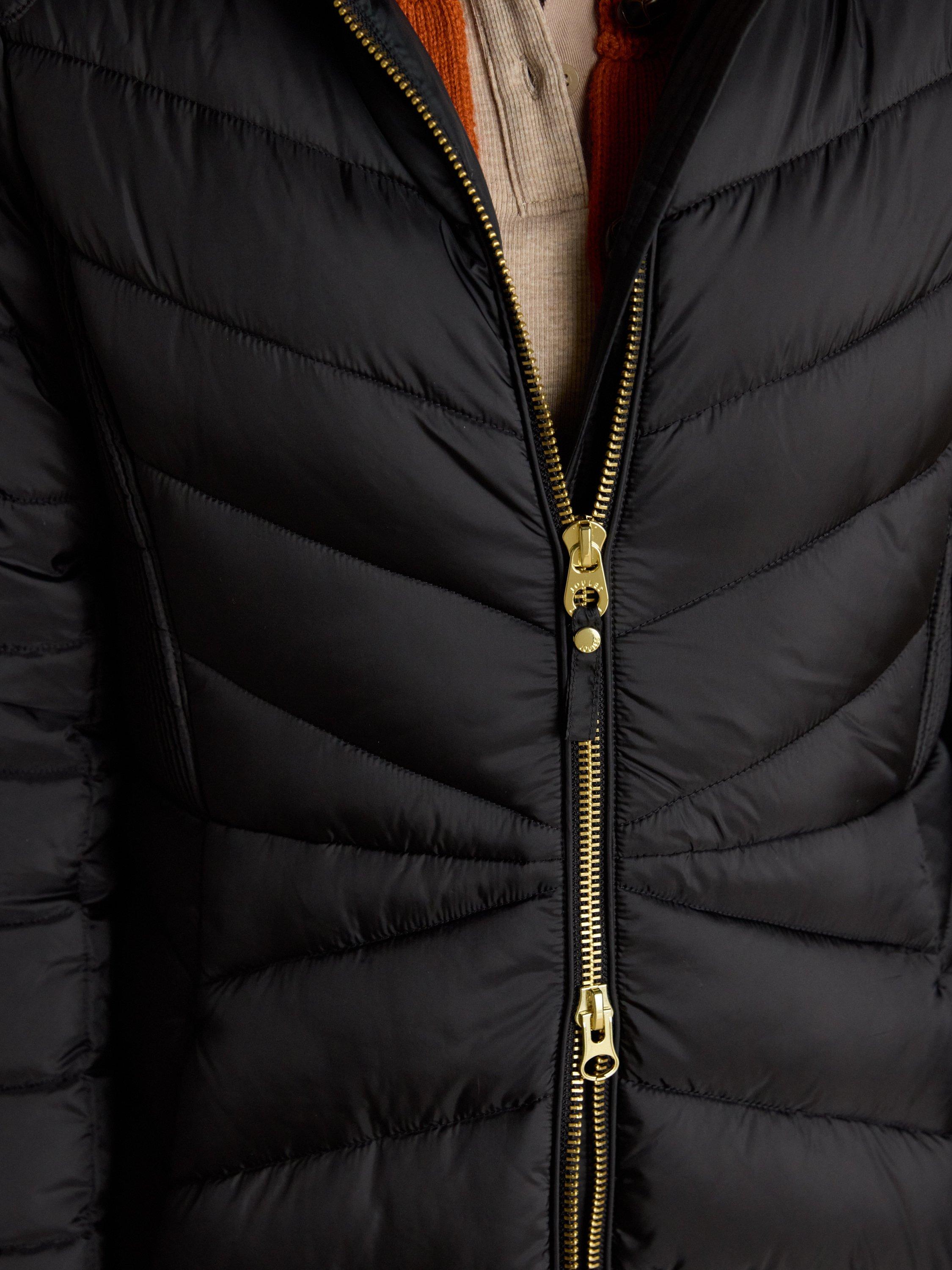 Product image 6 of 9, which shows Joules Longline Quilted Coat, Black, 6