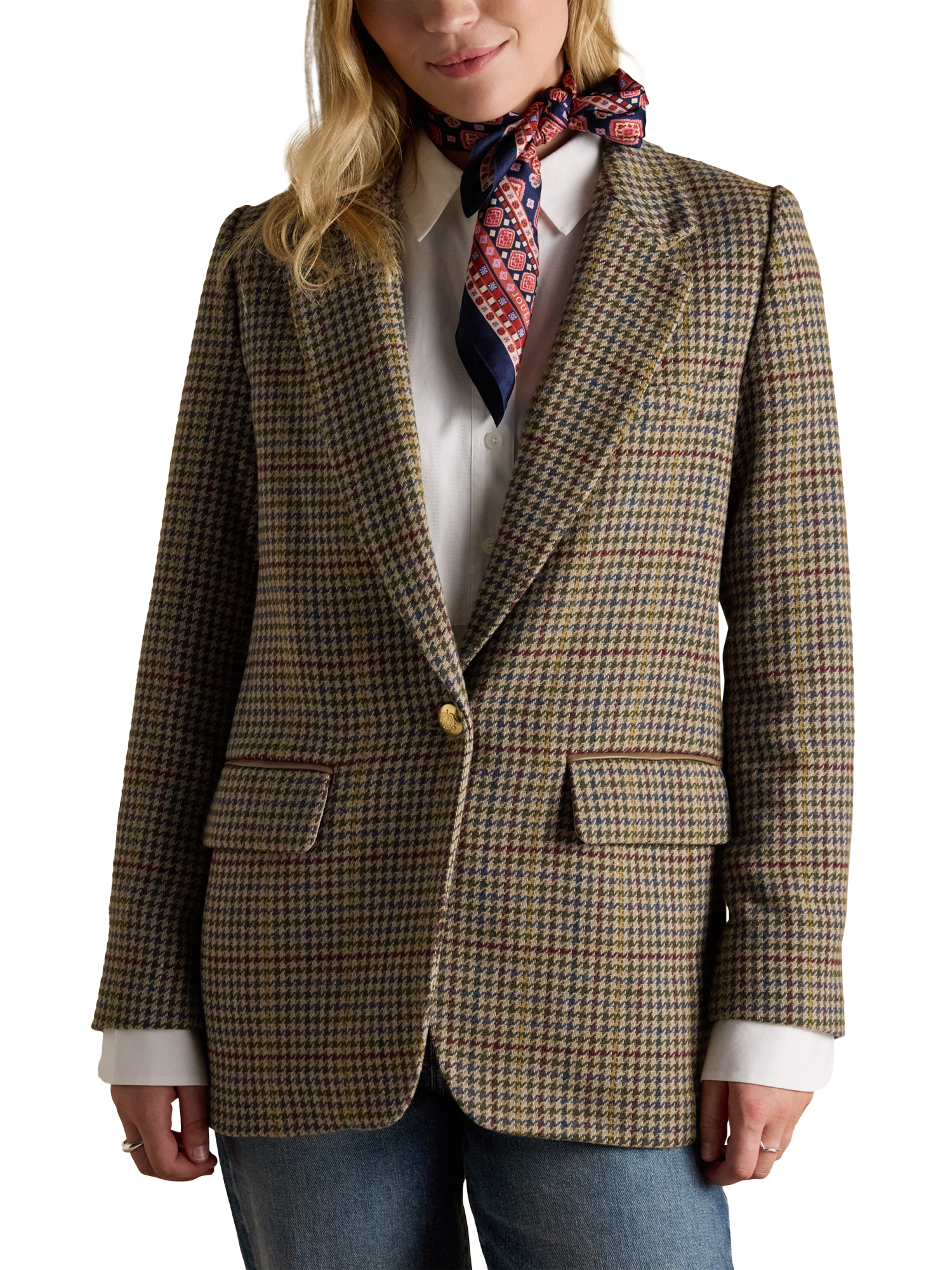 Product image 1 of 10, which shows Joules Elton Tweed Blazer, Brown, 6