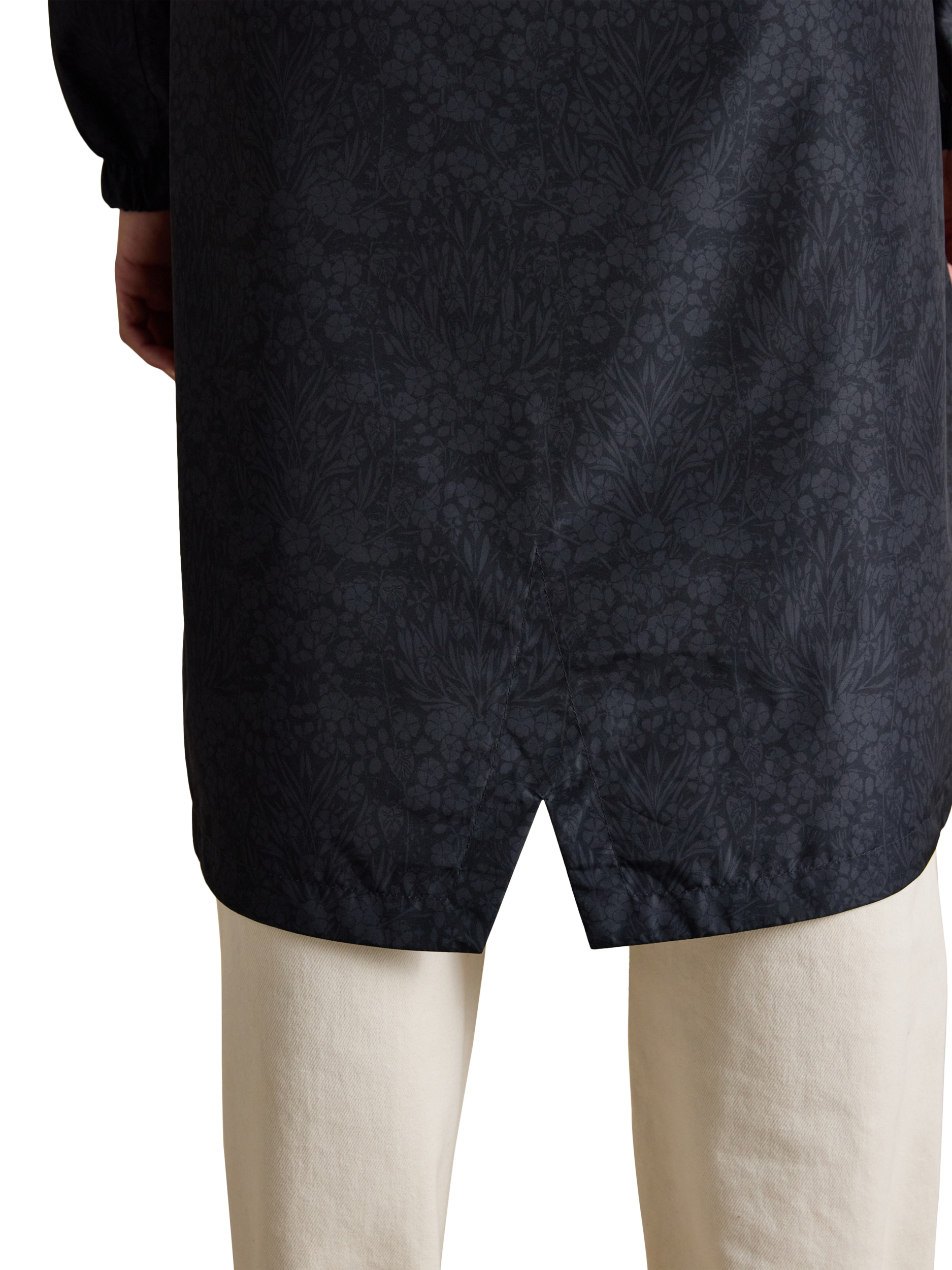 Product image 4 of 8, which shows Joules Holkham Floral Waterproof Raincoat, Navy, 6