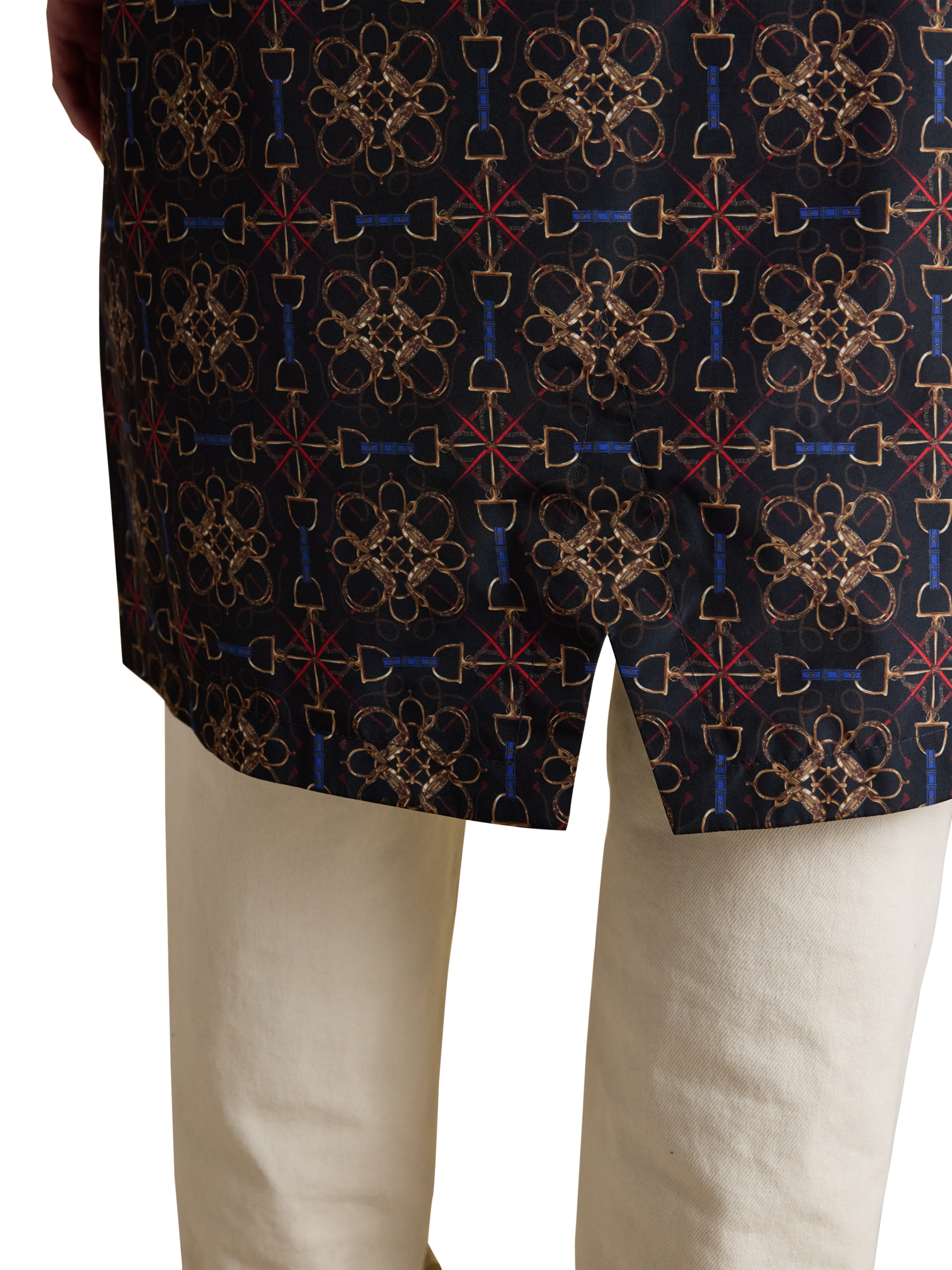 Product image 5 of 9, which shows Joules Holkham Horse Tack Waterproof Packable Raincoat, Navy/Multi, 6