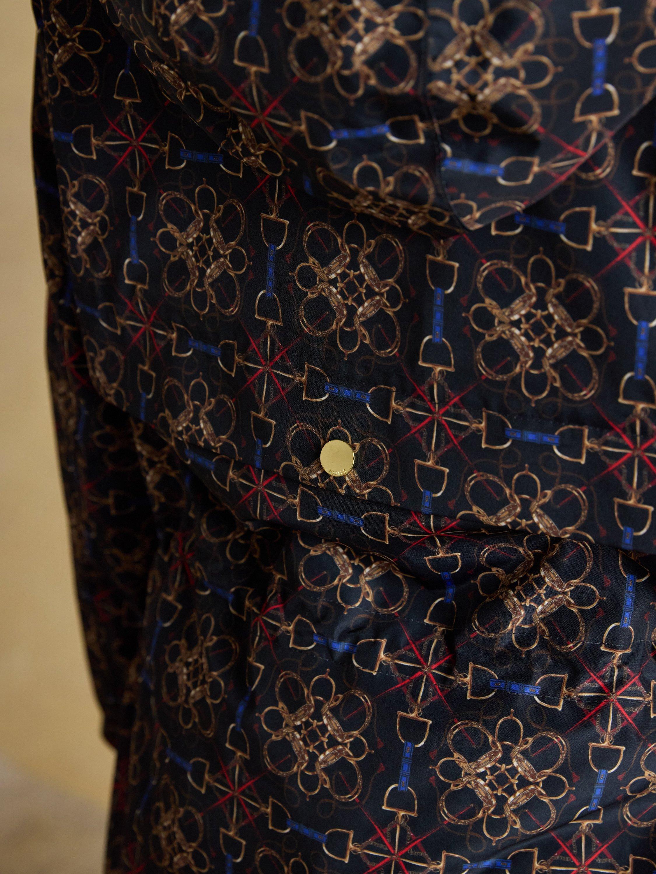 Product image 7 of 9, which shows Joules Holkham Horse Tack Waterproof Packable Raincoat, Navy/Multi, 6